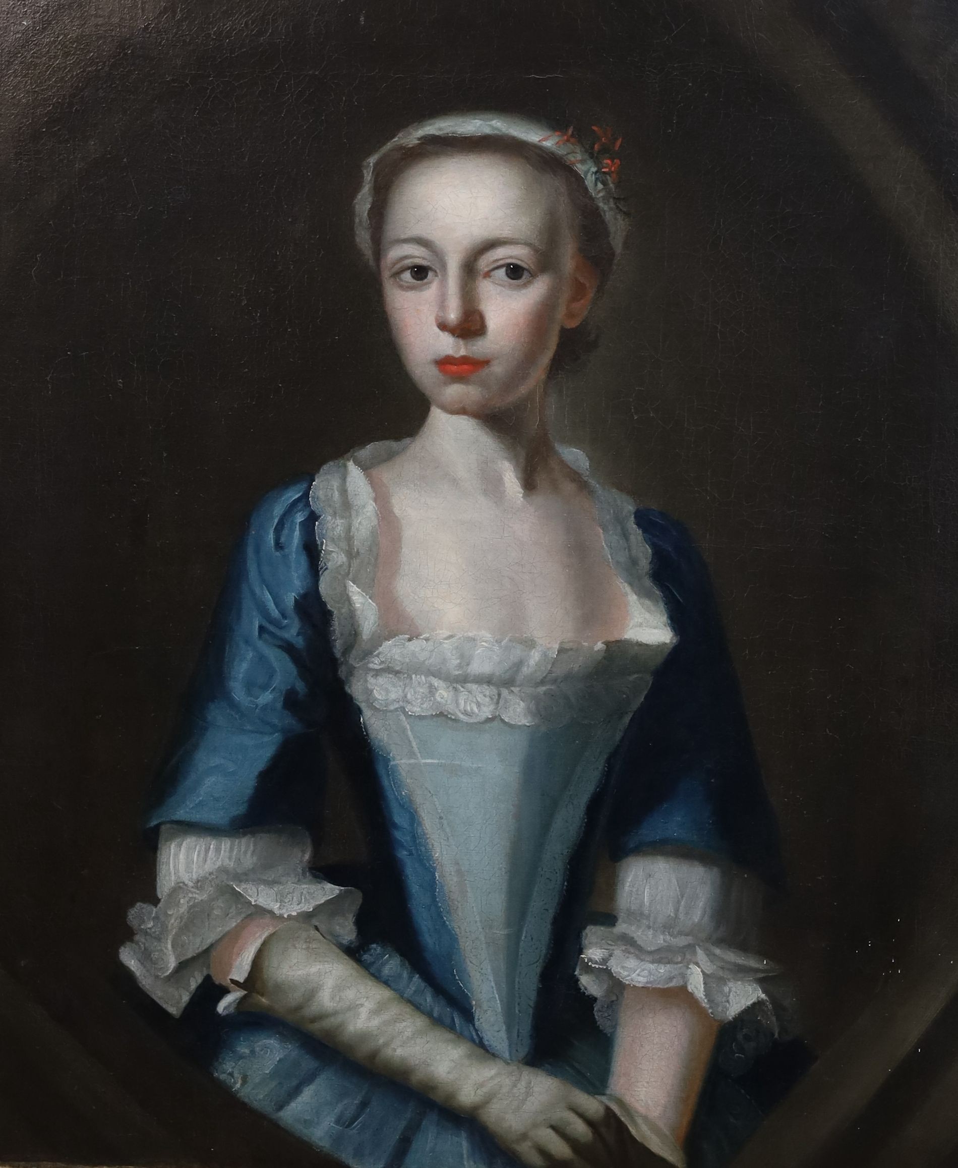 Circle of Joseph Highmore (1692-1780, Portrait of a lady thought to be Lady Sinclair, wife of Robert Sinclair of Geise, oil on canvas, 77 x 63cm